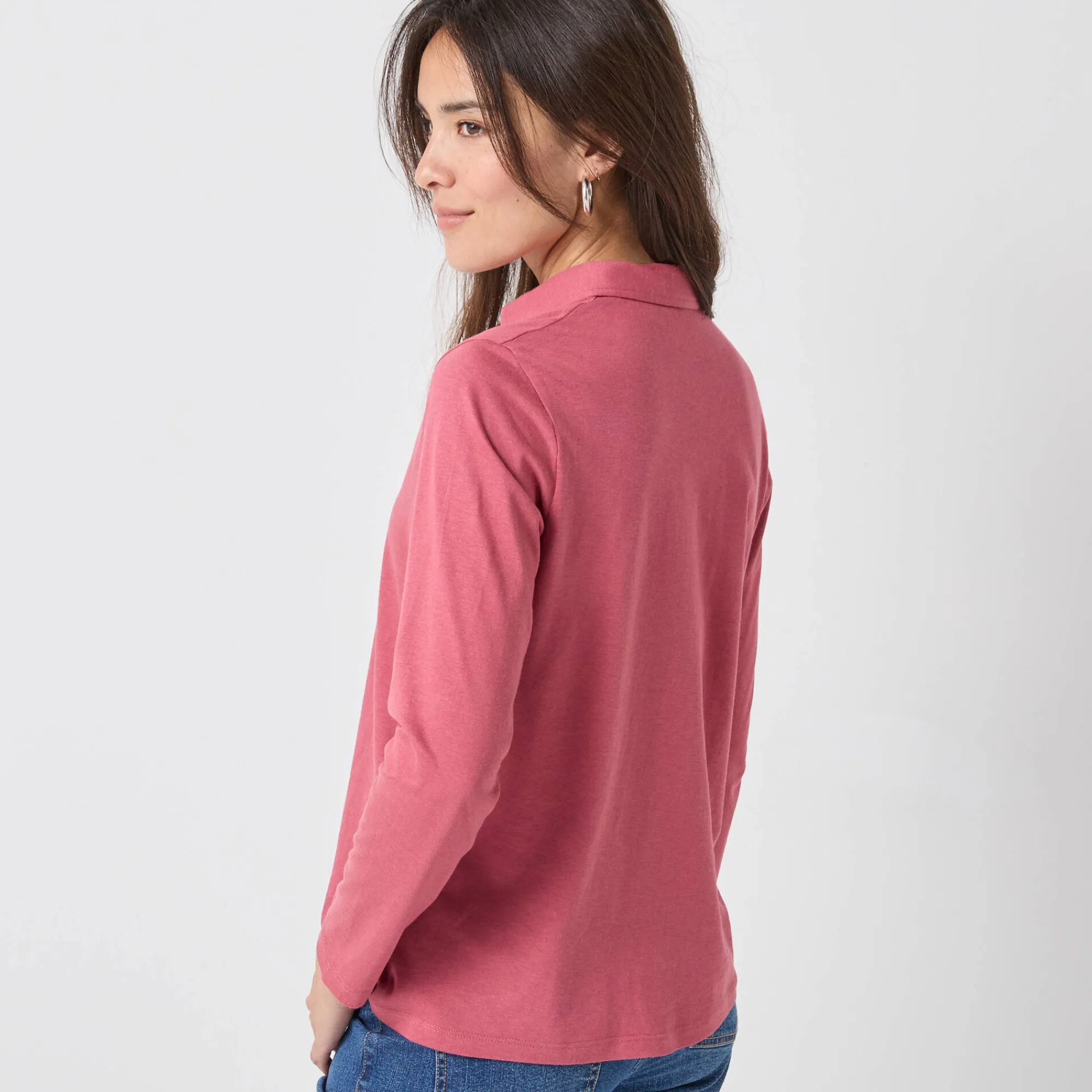 T-Shirt En Topje<Blancheporte T-shirt met knopen, lange mouwen en polokraag grijsvioline