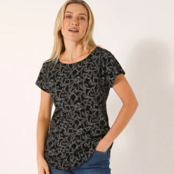 T-Shirt En Topje<Blancheporte T-shirt met korte mouwen, bedrukt zwart