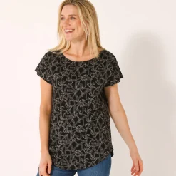 T-Shirt En Topje<Blancheporte T-shirt met korte mouwen, bedrukt zwart