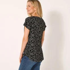 T-Shirt En Topje<Blancheporte T-shirt met korte mouwen, bedrukt zwart