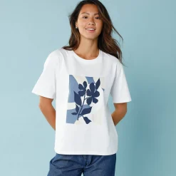 T-Shirt En Topje<Blancheporte T-shirt met korte mouwen en geplaatste print, kleine lengtes wit