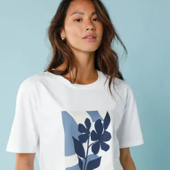T-Shirt En Topje<Blancheporte T-shirt met korte mouwen en geplaatste print, kleine lengtes wit