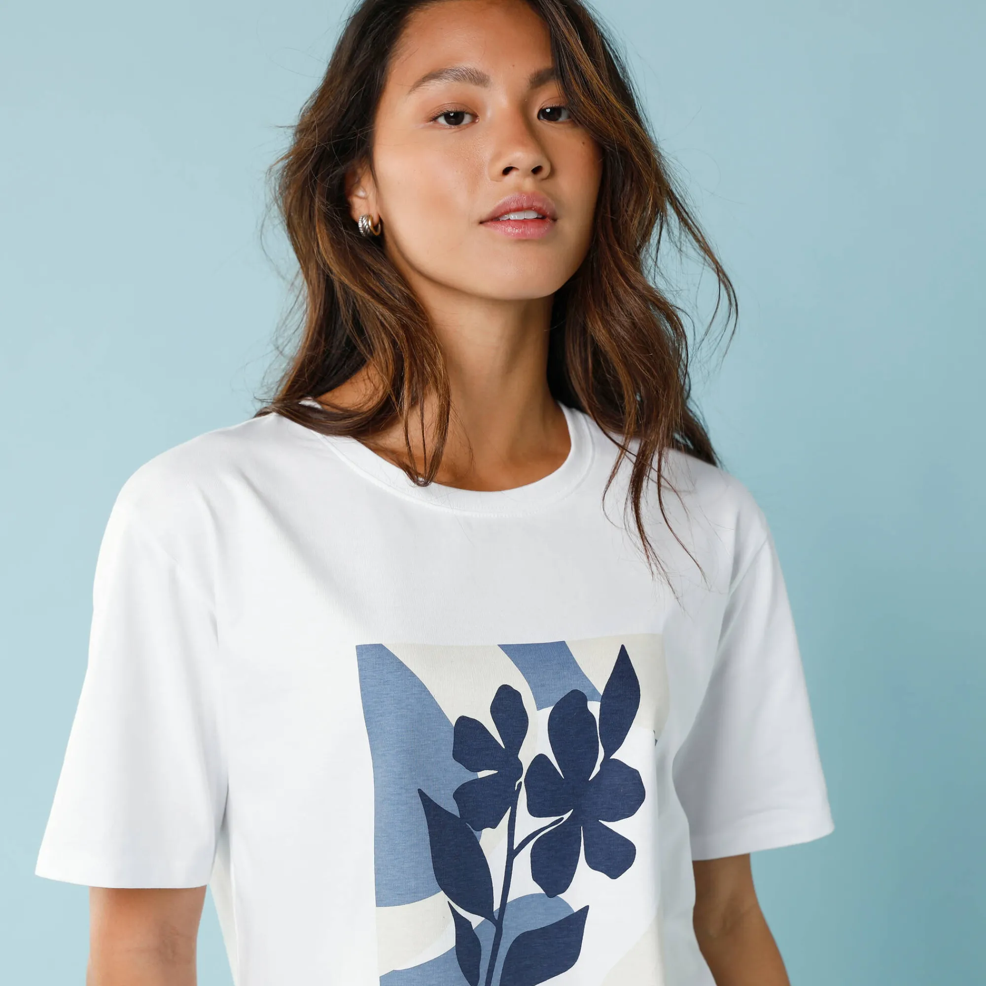 T-Shirt En Topje<Blancheporte T-shirt met korte mouwen en geplaatste print, kleine lengtes wit