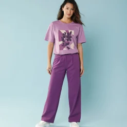 T-Shirt En Topje<Blancheporte T-shirt met korte mouwen en geplaatste print, kleine lengtes violine