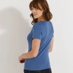 Thermisch Ondergoed<Blancheporte T-shirt met korte mouwen en kant blauw
