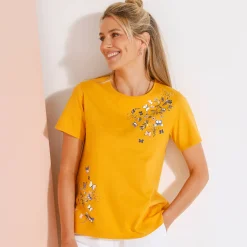 T-Shirt En Topje<Blancheporte T-shirt met korte mouwen en vlinderprint honing