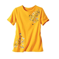 T-Shirt En Topje<Blancheporte T-shirt met korte mouwen en vlinderprint honing
