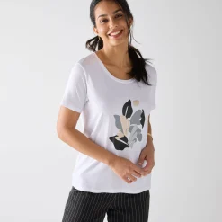 T-Shirt En Topje<Blancheporte T-shirt met korte mouwen en geplaatste print wit