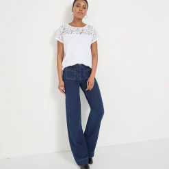 T-Shirt En Topje<Blancheporte T-shirt met korte mouwen in kant wit