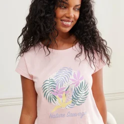 Pyjama<Blancheporte T-shirt met korte mouwen "Nature Sauvage" roze