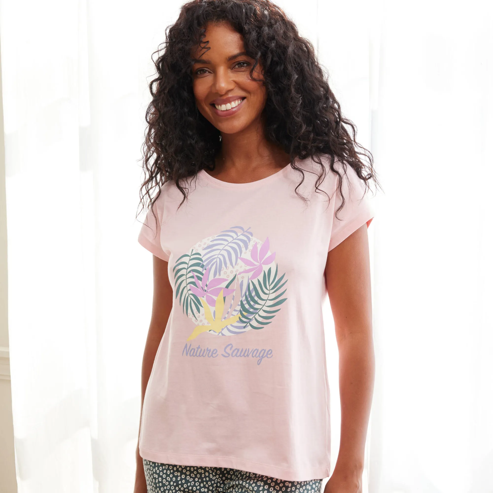 Pyjama<Blancheporte T-shirt met korte mouwen "Nature Sauvage" roze