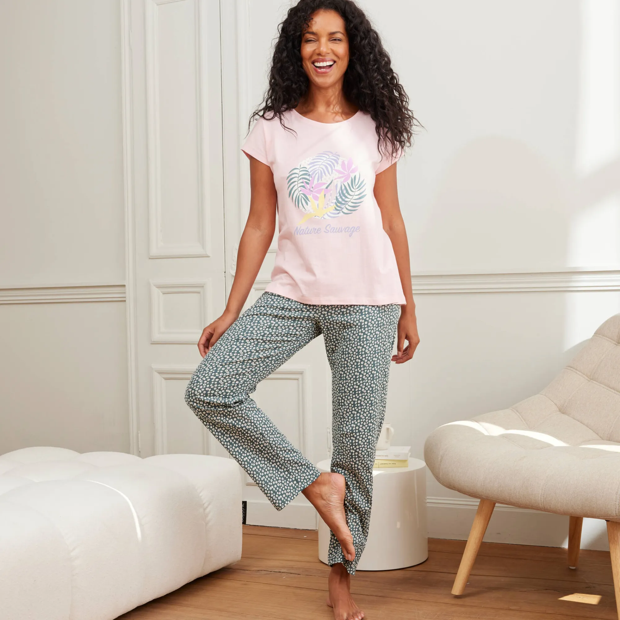 Pyjama<Blancheporte T-shirt met korte mouwen "Nature Sauvage" roze