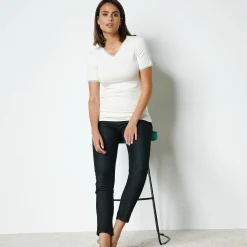 Thermisch Ondergoed<Blancheporte T-shirt met korte mouwen, 'tweede huid'-warmte en kanten details ivoorkleur