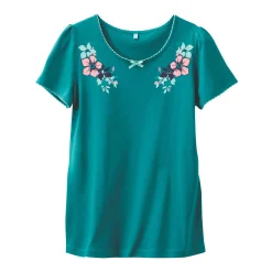 Pyjama<Blancheporte T-shirt met landelijke print aan de hals - korte mouwen smaragd