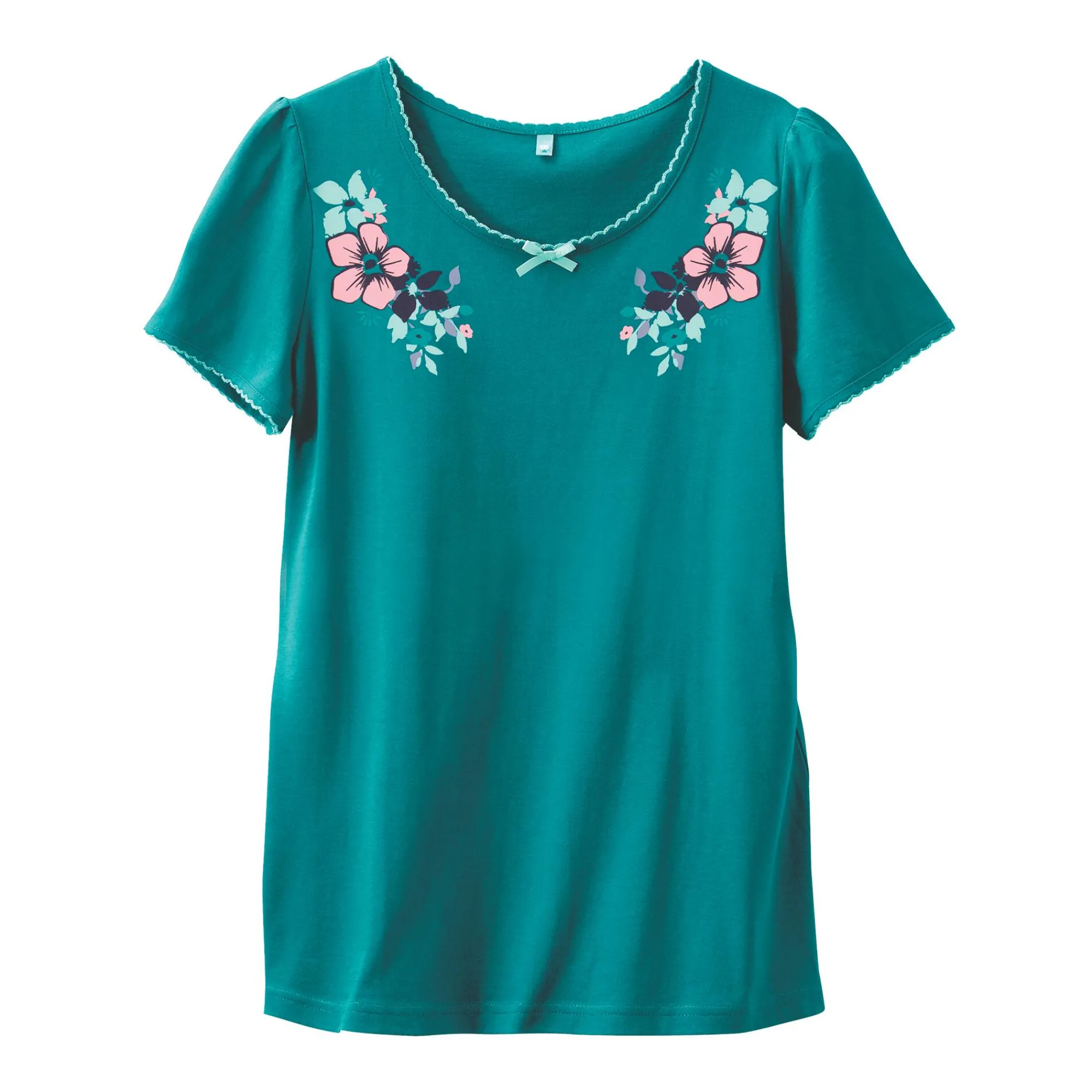 Pyjama<Blancheporte T-shirt met landelijke print aan de hals - korte mouwen smaragd