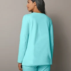 Pyjama<Blancheporte T-shirt met landelijke print onderaan - lange mouwen aqua