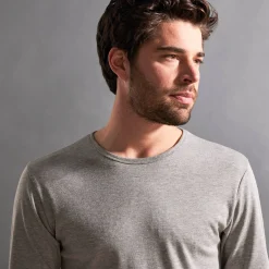 Ondergoed<Thermoperle T-shirt met lange mouwen en lang rugpand - herenondergoed, set van 2 chiné grijs