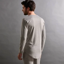 Ondergoed<Thermoperle T-shirt met lange mouwen en lang rugpand - herenondergoed, set van 2 chiné grijs