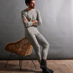 Ondergoed<Thermoperle T-shirt met lange mouwen en lang rugpand - herenondergoed, set van 2 chiné grijs