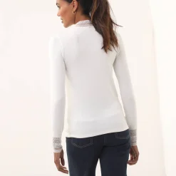Feestoutfits Dames|T-Shirt En Topje<Blancheporte T-shirt met lange mouwen en kant ecru