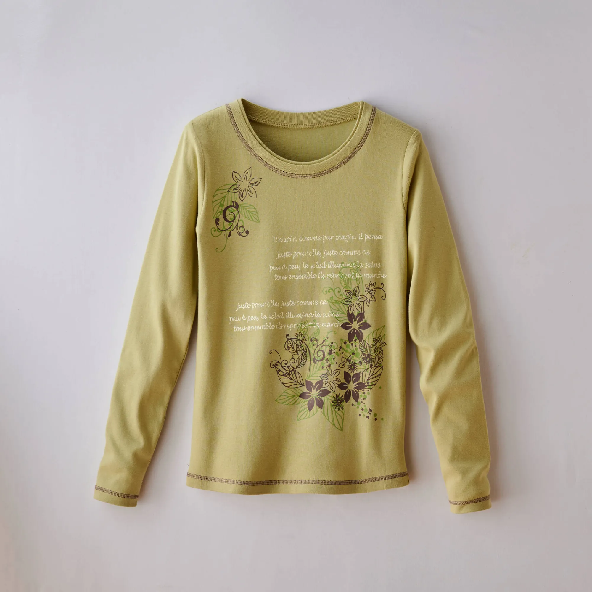 T-Shirt En Topje<Blancheporte T-shirt met lange mouwen en bloemenprint lindegroen