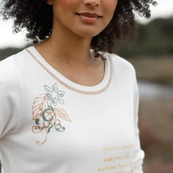 T-Shirt En Topje<Blancheporte T-shirt met lange mouwen en bloemenprint ecru / hazelnootbruin