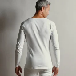 Ondergoed<Thermoperle T-shirt met lange mouwen en lang rugpand - herenondergoed, set van 2 wit