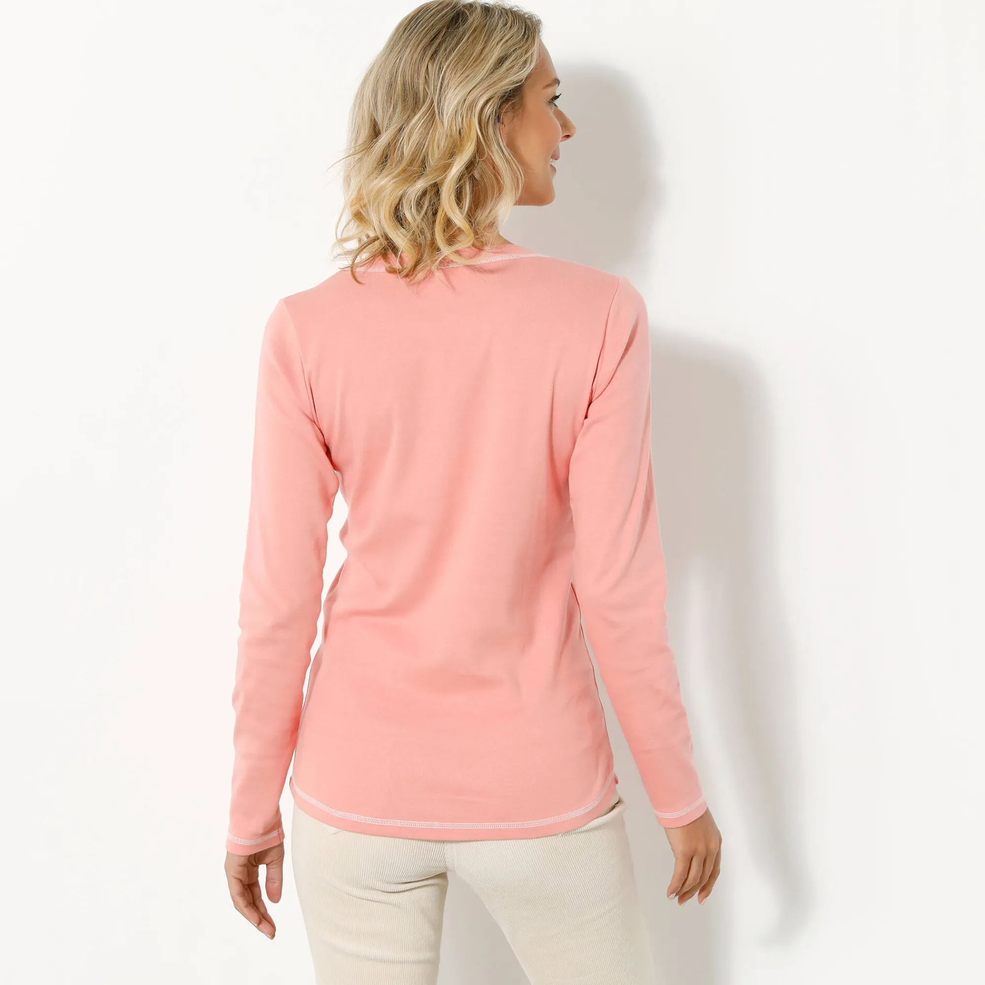 T-Shirt En Topje<Blancheporte T-shirt met lange mouwen en bloemenprint grijzig koraal