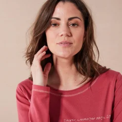 T-Shirt En Topje<Blancheporte T-shirt met lange mouwen en bloemenprint kersenrood
