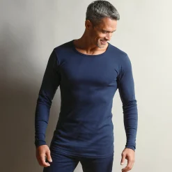 Ondergoed<Thermoperle T-shirt met lange mouwen en lang rugpand - herenondergoed, set van 2 marine