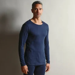 Ondergoed<Thermoperle T-shirt met lange mouwen en lang rugpand - herenondergoed, set van 2 marine