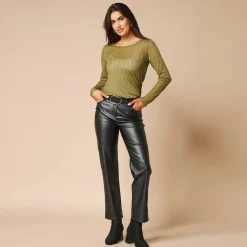 T-Shirt En Topje<Blancheporte T-shirt met lange mouwen, fantasie nettricot mosgroen