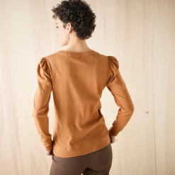 T-Shirt En Topje<Blancheporte T-shirt met lange mouwen, glanzende print karamel