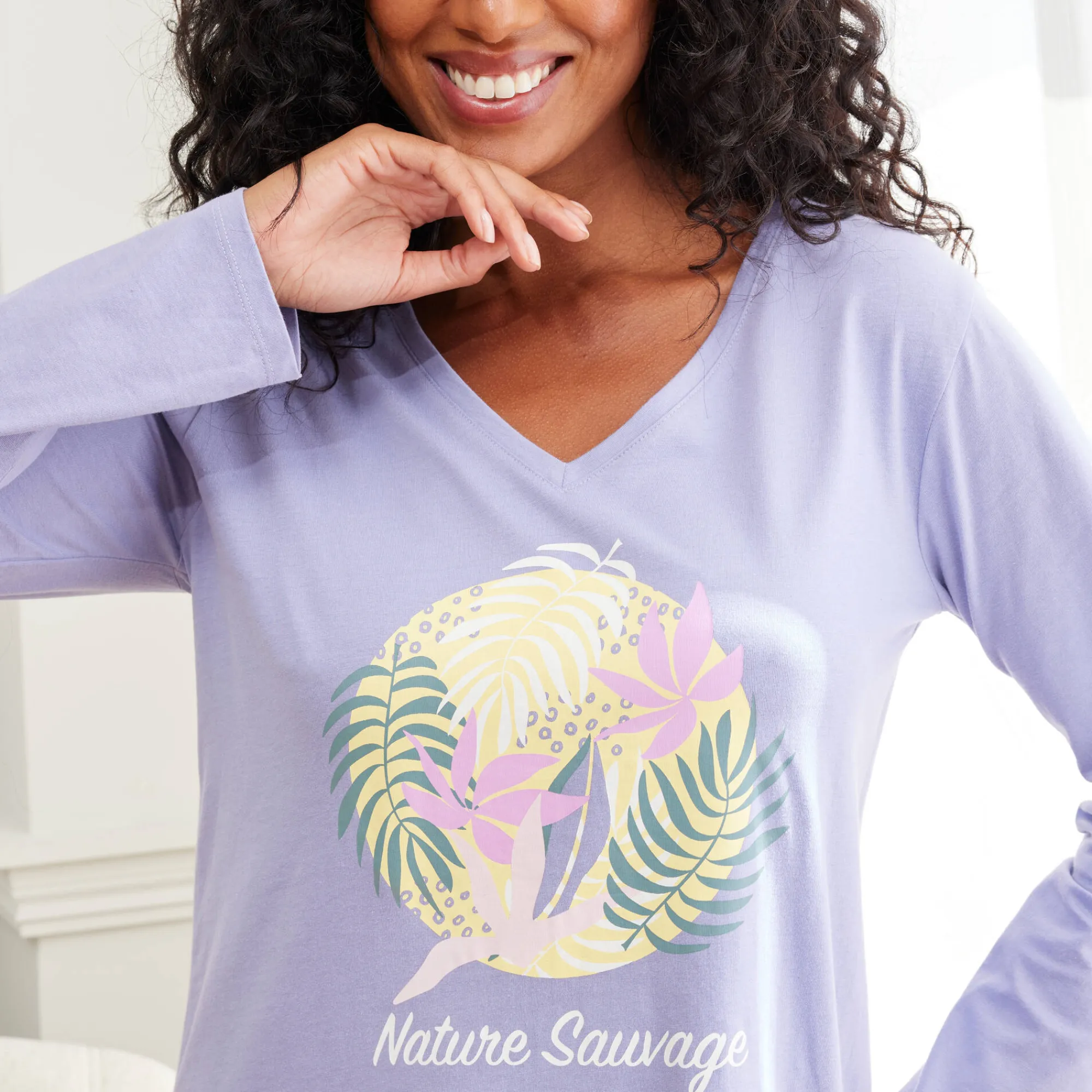 Pyjama<Blancheporte T-shirt met lange mouwen "Nature Sauvage" parma