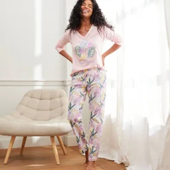 Pyjama<Blancheporte T-shirt met lange mouwen "Nature Sauvage" roze