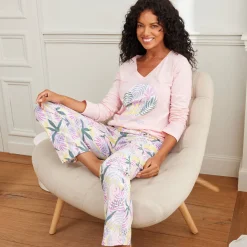 Pyjama<Blancheporte T-shirt met lange mouwen "Nature Sauvage" roze