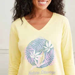 Pyjama<Blancheporte T-shirt met lange mouwen "Nature Sauvage" geel
