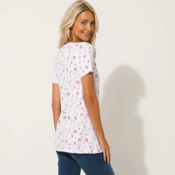 T-Shirt En Topje<Blancheporte T-shirt met letterprint wit / violine