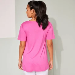 T-Shirt En Topje<Blancheporte T-shirt met macramé en korte mouwen Indisch roze