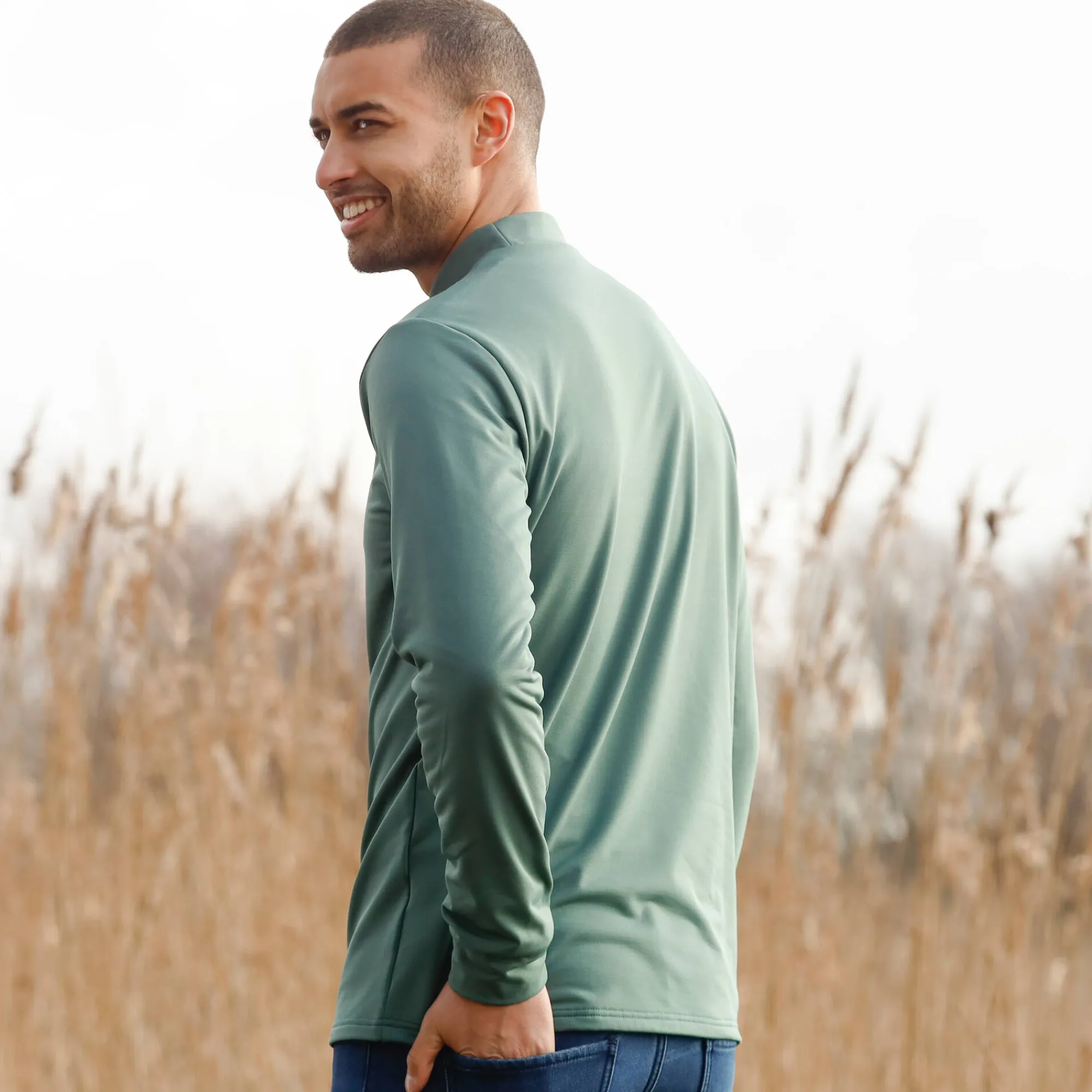 Ondergoed|T-Shirt, Hemd En Polo<Blancheporte T-shirt met opstaand kraagje, fleece binnenkant donkergroen