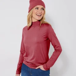 T-Shirt En Topje<Blancheporte T-shirt met opstaande hals en lange mouwen grijsvioline