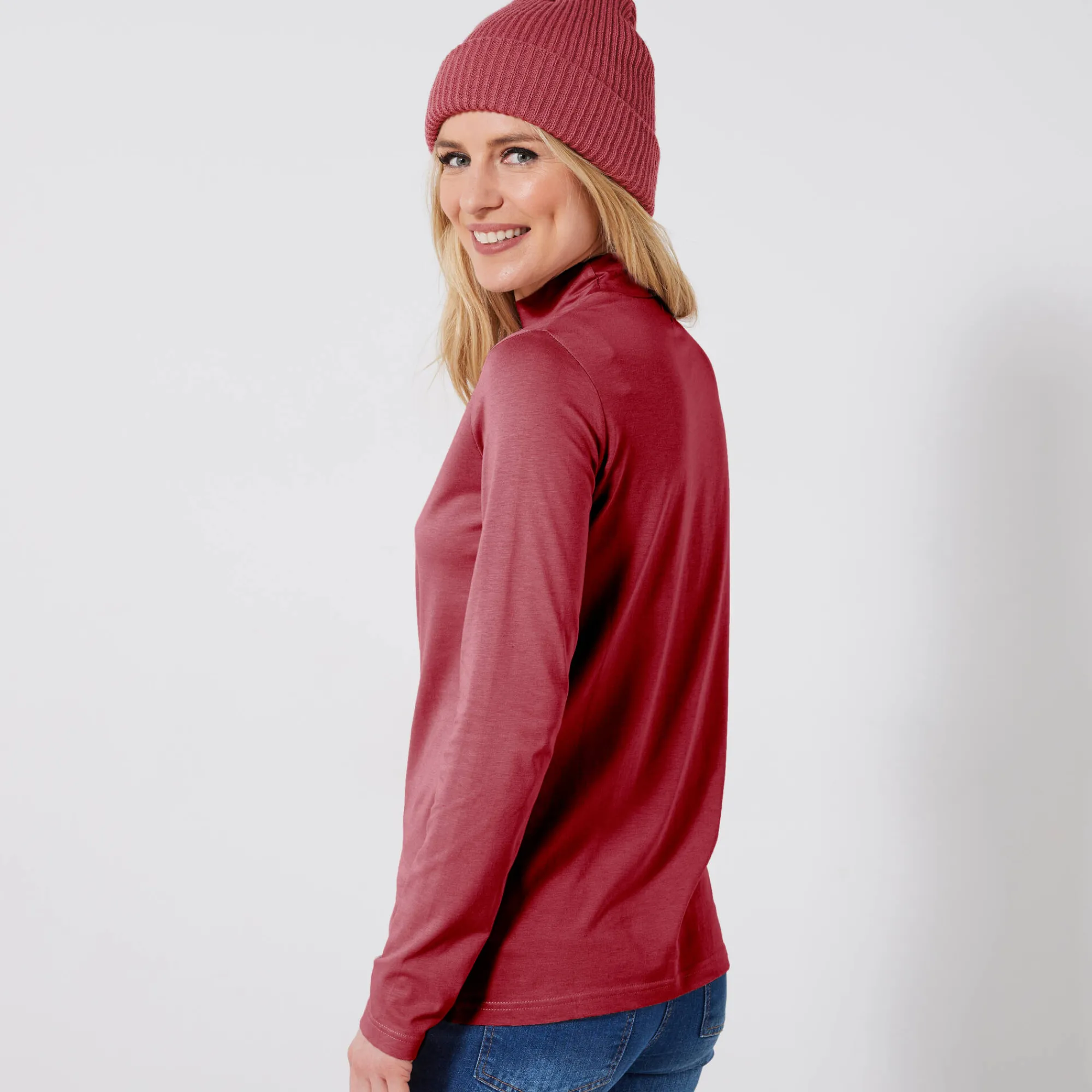 T-Shirt En Topje<Blancheporte T-shirt met opstaande hals en lange mouwen grijsvioline