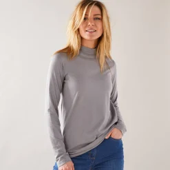 T-Shirt En Topje<Blancheporte T-shirt met opstaande hals en lange mouwen grijs