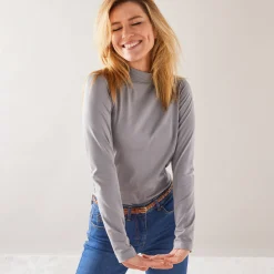 T-Shirt En Topje<Blancheporte T-shirt met opstaande hals en lange mouwen grijs