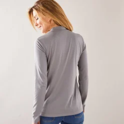 T-Shirt En Topje<Blancheporte T-shirt met opstaande hals en lange mouwen grijs