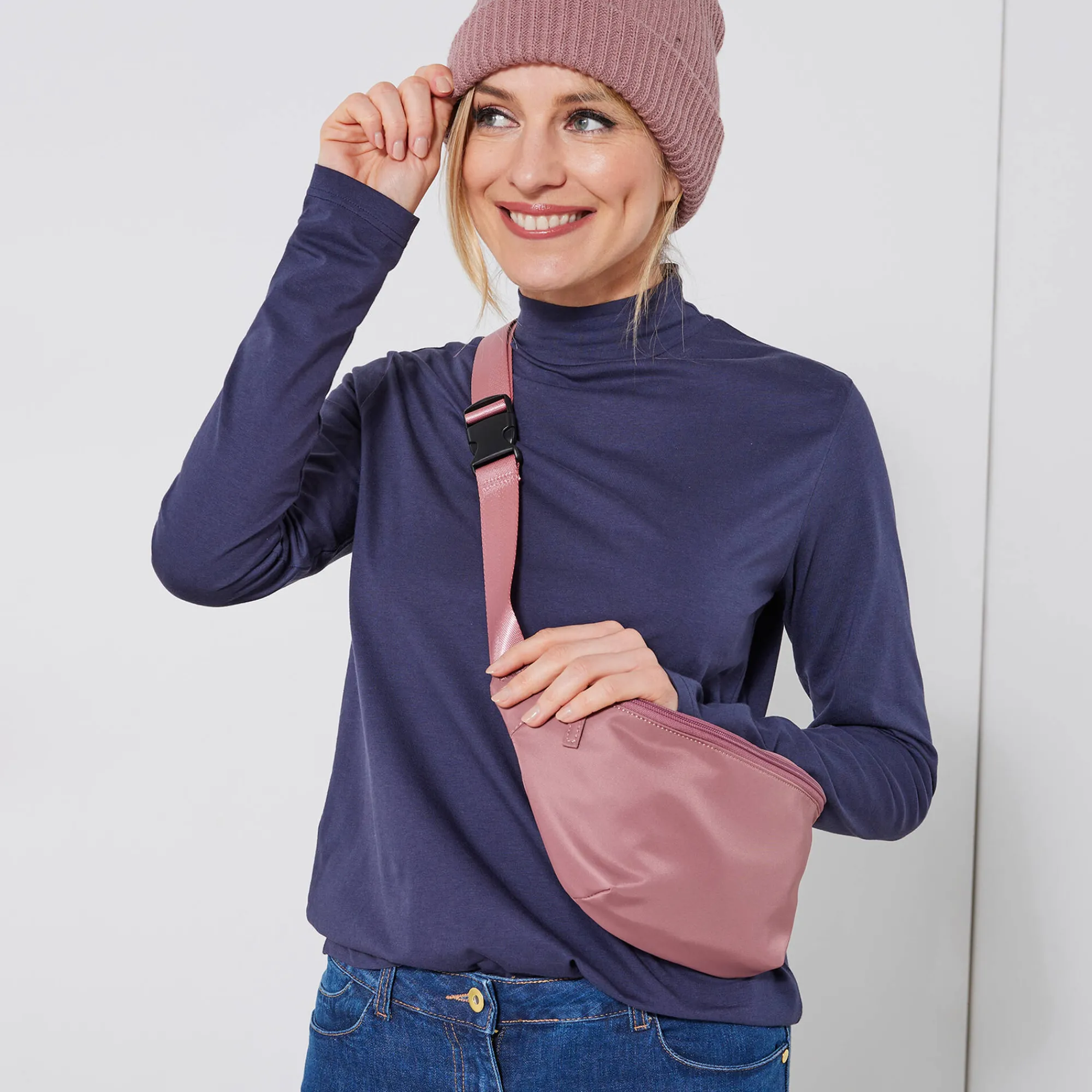 T-Shirt En Topje<Blancheporte T-shirt met opstaande hals en lange mouwen marine