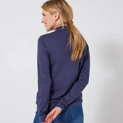 T-Shirt En Topje<Blancheporte T-shirt met opstaande hals en lange mouwen marine