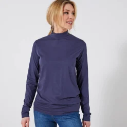 T-Shirt En Topje<Blancheporte T-shirt met opstaande hals en lange mouwen marine