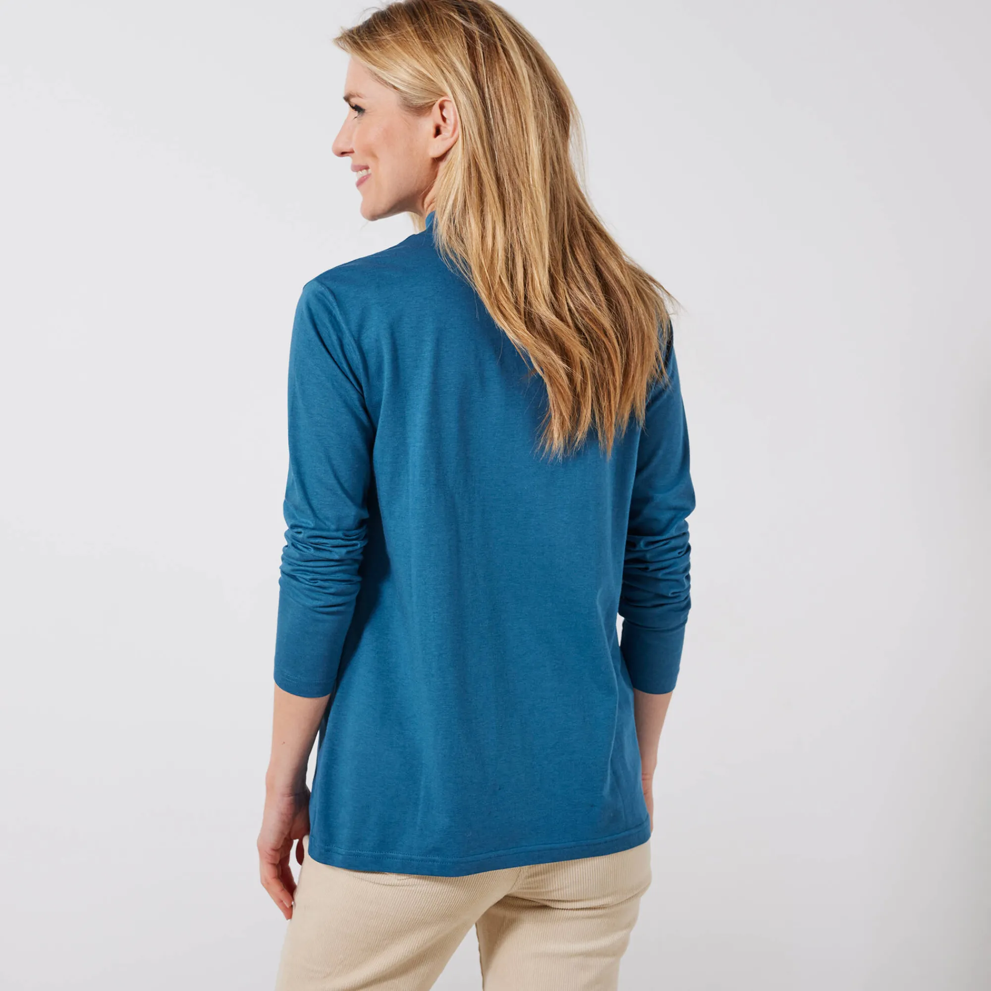 T-Shirt En Topje<Blancheporte T-shirt met opstaande hals en lange mouwen Pruisisch blauw