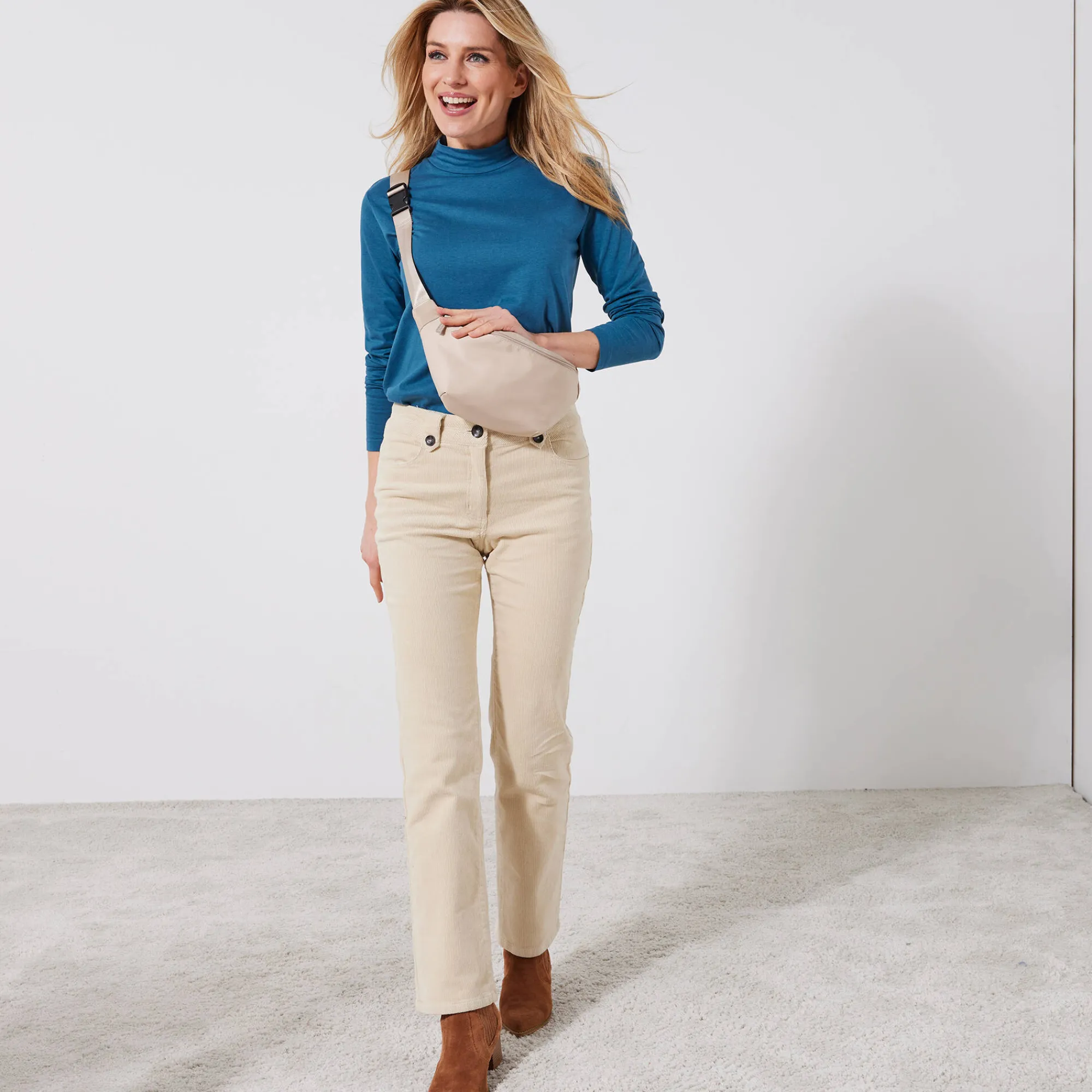 T-Shirt En Topje<Blancheporte T-shirt met opstaande hals en lange mouwen Pruisisch blauw